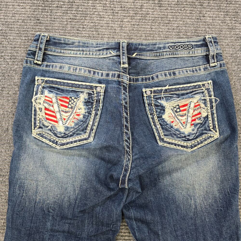 Vigoss Capri Womens 8 Blue Distressed Flap Pocket Stretch - Picture 1 of 9